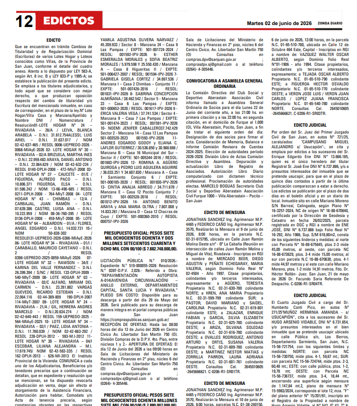 PDF del boletín maquetado a 4 columnas tipo diario